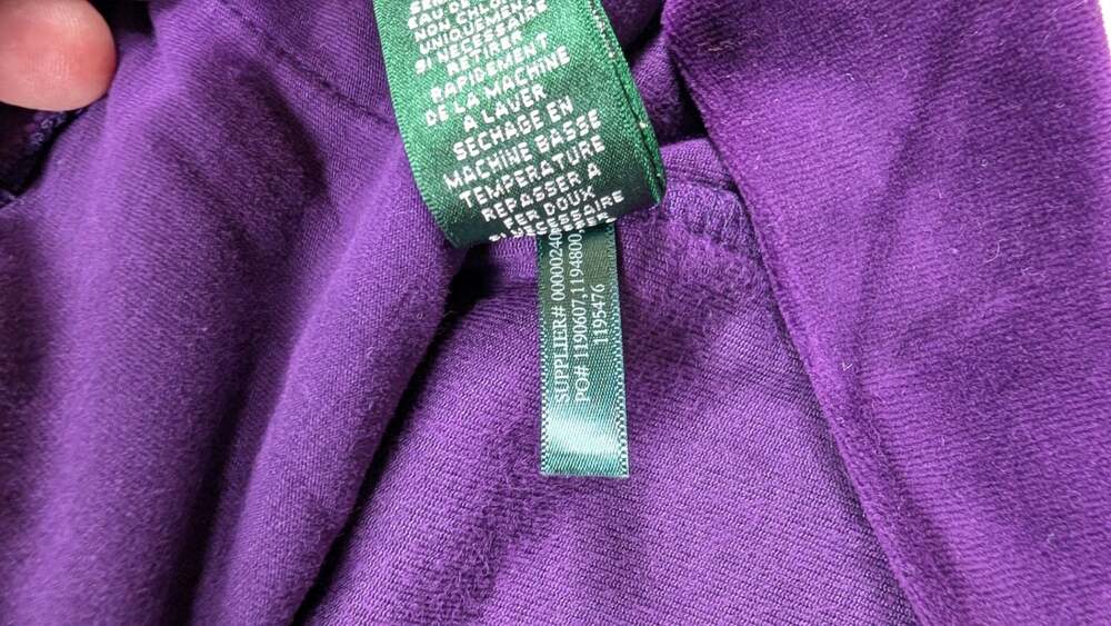 Lauren Ralph Lauren Purple Velour Zip-Up Jacket, Size L, Mob Wife Y2k - Picture 8 of 12